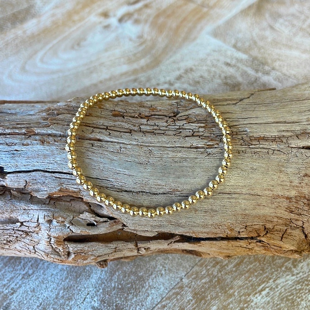 3 mm Handmade 14k gold filled bead stretch bracelet
14k gold filled 3 mm beads